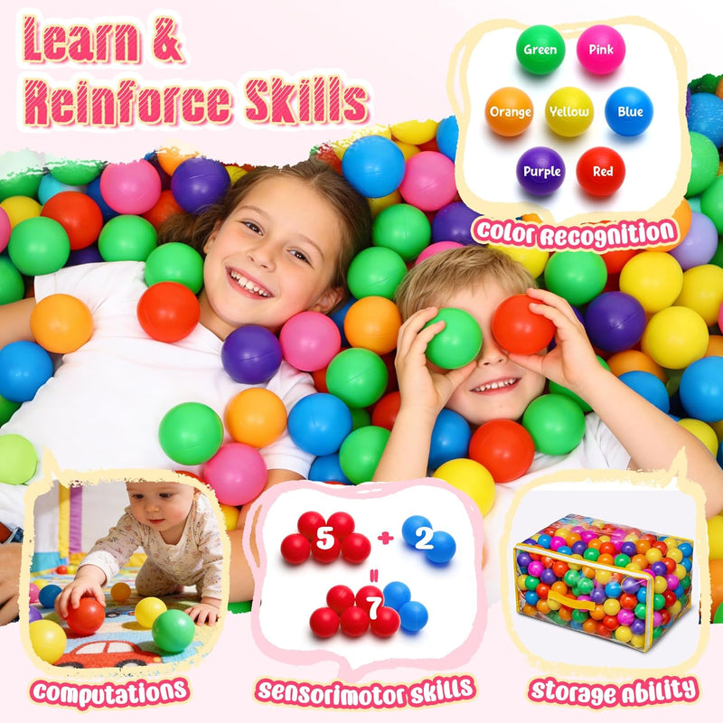 Vanland Ball Pit Balls for Baby and Toddler - Phthalate Free, BPA Free, Crush Proof Plastic, Multicolored