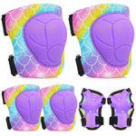Fioday Kids Knee Pads Set with Adjustable Elbow Pads and Wrist Guard for Roller Skates Cycling Skateboard, 3-8 Years, Rainbow Unicorn