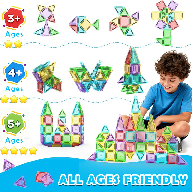 Mini Magnetic Tiles Travel Set with Case 30pcs, Mini Travel Magnet Tiles, Portable Travel Size Magnetic Tiles for Kids Ages 3-5 4-8 Boys Girls, STEM Magnet Toys for Outdoor, Kids Gift