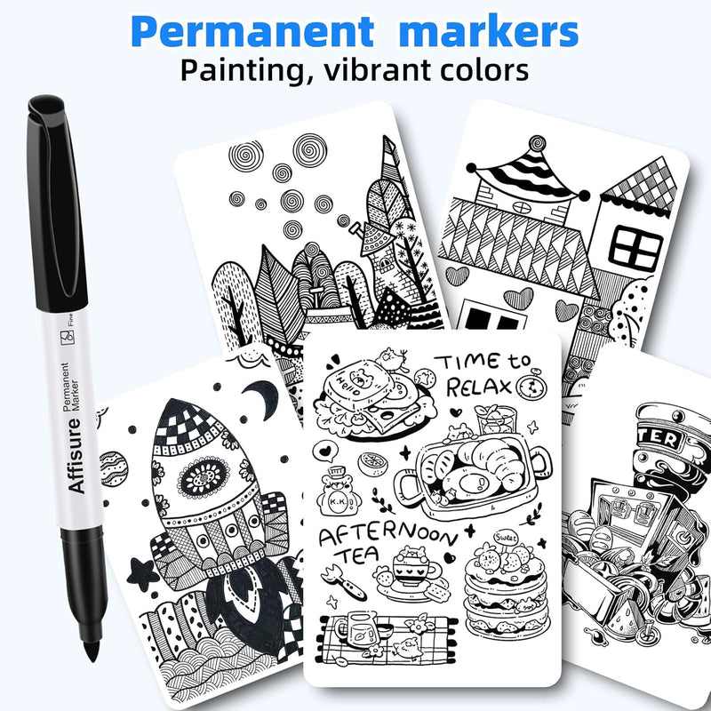 Permanent markers, 100 packs permanent markers bulk, quick dryingin one second, waterproof, smooth, noteasy to erase, durable, can be markedon glass, tiles and cloth, office supplies