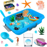 AGENTLAN Ocean Sensory Bin with Sensory Sand, Ocean Toys for Kids | Sand Kit with sea animals, Sea sand box sensory kit, Gift for toddlers ages 3+