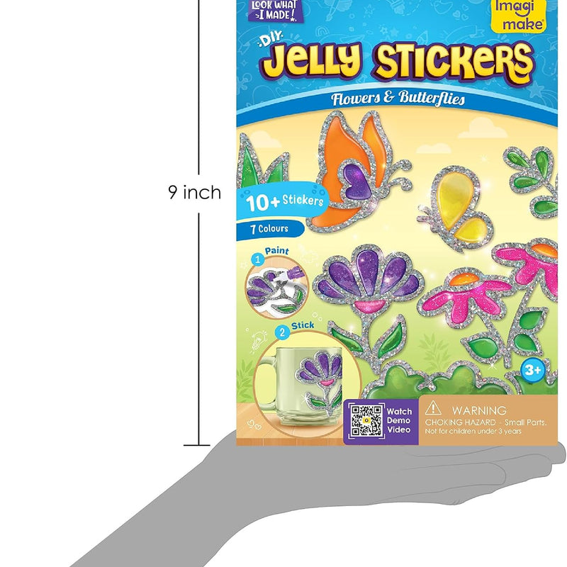 Imagimake DIY Jelly Stickers - Flowers & Butterflies, 10 Stickers, Art Kit | Paint, Peel & Stick Painting Activity for Kids, Birthday Gift for Boys & Girls Ages 3,4,5,6,7 Years Old