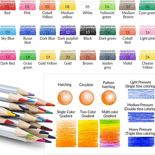 24 Colored Pencils for Adult Coloring Books, Premium Soft Core Coloring Pencil Set with Sharpener for Artists, Drawing and Sketching Pencils, Professional Art Supplies Set for Adults
