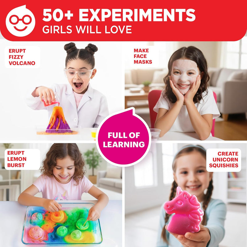 Doctor Jupiter Girls' Science Kit for Kids Ages 4-8, STEM Toy with 50+ Experiments, Learning and Educational Projects