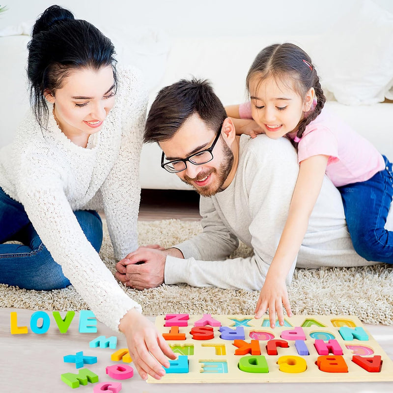 Wooden ABC Alphabet Puzzle for Preschool Learning Activities and Toddler Education