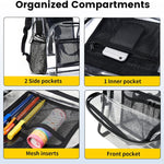 Vorspack Clear Backpack Heavy Duty PVC Transparent Backpack with Reinforced Strap Stitches & Large Capacity for College Workplace Security - Black