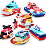 Tub Works® Ocean Rescue™ Vehicles Light Up Bath Toys, 6 Pack | Water-Activated Light Up Toys Flash & Change Color | Easy-Grip Baby & Toddler Bath Toys | Sensory Toys with Bath Lights for Kids Bath