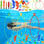 Jasonwell Pool Toys Diving Rings - 28PCS Swim Thru Rings Pool Game Diving Toys with Dive Ring Underwater Treasures Torpedo Bandits Fish Toy Fun Water Swimming Toy for Boys Girls Kids Teens Adults