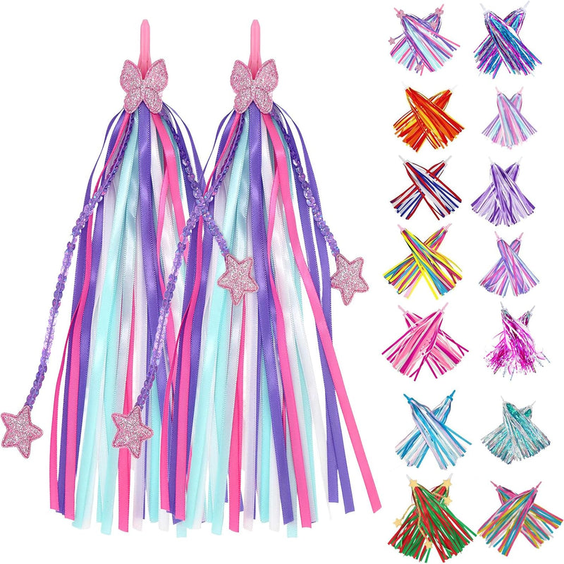 shiny blue purple color bike streamers for kids bicycle handlebar scooter