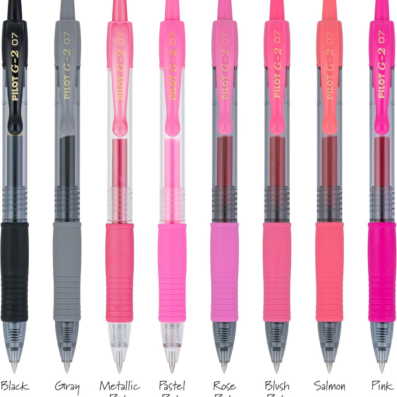 Pilot G2 Premium Gel Roller Pens, G2 Boost Pink Pens Pack, The Colors of Optimism, 8 Pack Pouch, Fine Point 0.7 mm, Assorted