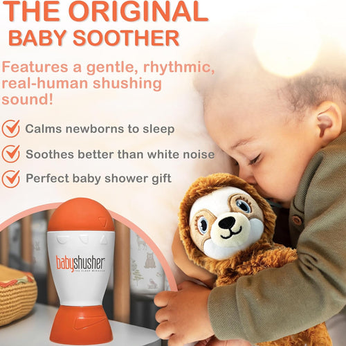 Baby Shusher Portable Sound Machine - Mom-Like 'Shh!' Sound for Baby, Sleeping Soother, Newborn Essentials for Crib, Battery Operated Hush, Travel Friendly, Shower & Registry Gift - 1 Count