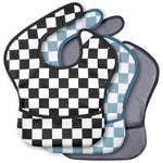 3 Pack Waterproof Baby Bibs for Eating, Mess Proof Feeding Bib | Lightweight & Wipeable Toddler Food Bibs, Large Catch-All Pocket, Food-Grade Baby Eating Essentials Gifts, Black Cherkerd