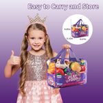 LAUGIGLE Pretend Play Food for Kids Kitchen, 78Pc Cutting Toy Food with Storage Bag | Pretend Play Food for Kids Kitchen-Toys Food with Veggies, Fruits, Play Kitchen Accessories, Boys Girls Gift
