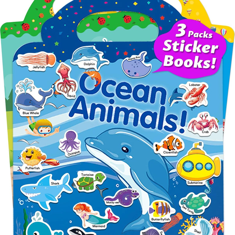 Walenced Reusable Sticker Book for Toddlers, Stickers for Kids, Toddler Toy | Toddler Craft Activities, Toddler Travel Toys, Boy Girl Birthday Gifts, Airplane Travel & Road Trip Essentials Kids