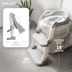 Jool Baby Potty Training Seat with 2 Step Ladder for Toddlers - Splash Guard, Adjustable Height (Gray)