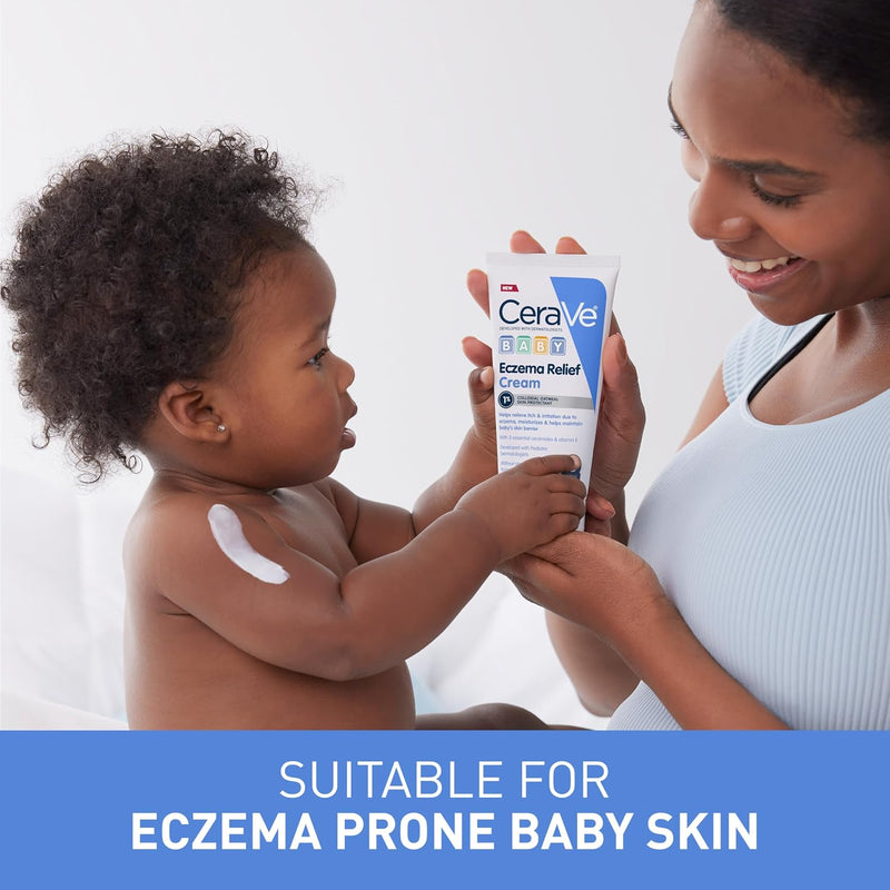 CeraVe Baby Eczema Relief Cream with 1% Colloidal Oatmeal & Vitamin E, 5oz | Baby Eczema Cream with Ceramides Helps Soothe and Calm Itchy Skin, Fragrance-Free, Developed with Pediatric Dermatologist