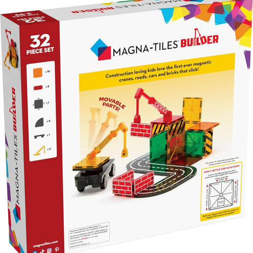 MAGNA-TILES Builder 32-Piece Magnetic Construction Set, The Original Magnetic Building Brand