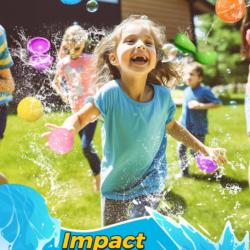 Tlitlimom 16Pcs Reusable Water Bomb Balloons, Pool Beach Toys for Kids ages 3-12, Summer Toy Water Toy for and Girls, Outdoor Activities Water Games Toys Self Sealing Water Splash Ball for Fun