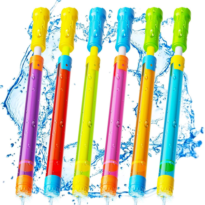 Water Gun Squirt Toys for Kids Adults Shoot Up to 40 Feet 6 Pack | Outdoor Super Blaster, for Age 3-4-5-8-12 Bulk, Fun Water Squirter for Swimming Pool Beach Summer Outside Party Games