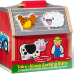 Melissa & Doug Take-Along Wooden Toy Barn with Farm Animals & Pop-Up Roof, Preschool Learning Toys