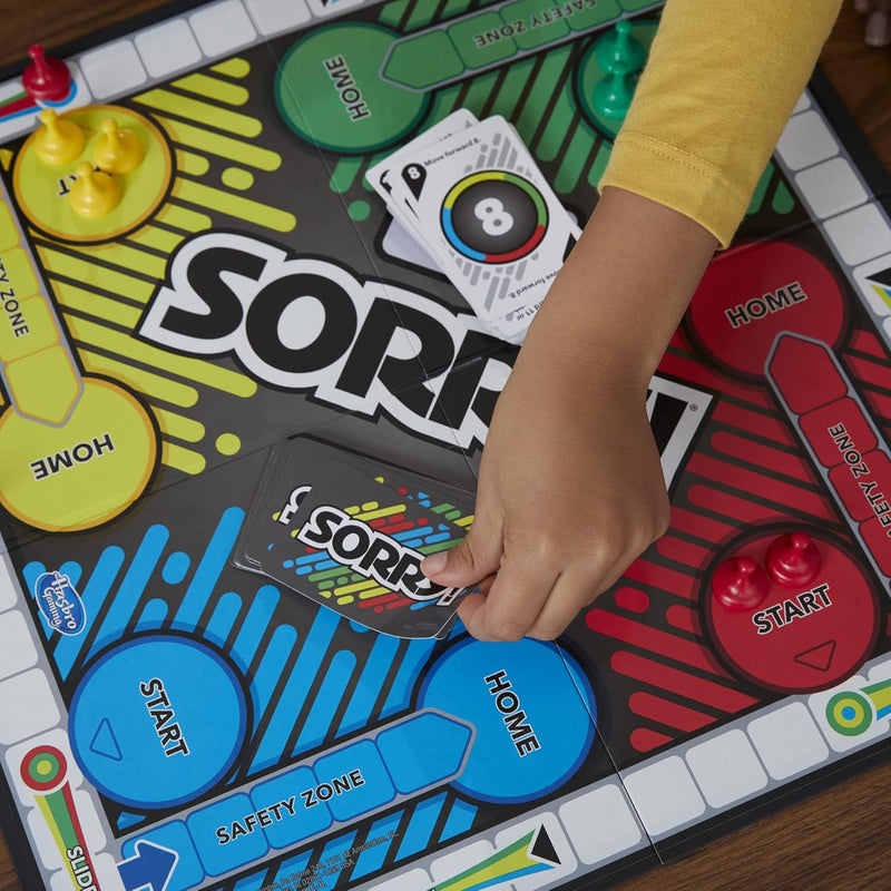 Classic Sorry! Hasbro Board Game for Kids Ages 6 and Up with 4 Pawns and Family Game Night Fun