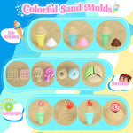Collapsible Beach Toys Set for Kids & Toddlers: Foldable Bucket, Shovels, Sand Molds, Ice Cream Playset