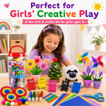 FUNZBO Arts and Crafts Supplies for Kids - Toddler DIY Craft Set | with Glitter Glue Sticks, Pipe Cleaners, Pom Poms , Popsicle Sticks Tools for School, Birthday Gifts for Boys & Girls Ages 4+