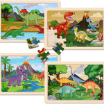 Wooden Dinosaur Puzzles for Kids 3-5, 20-Piece Wood Jigsaw Puzzles, Preschool Educational Brain Teasers