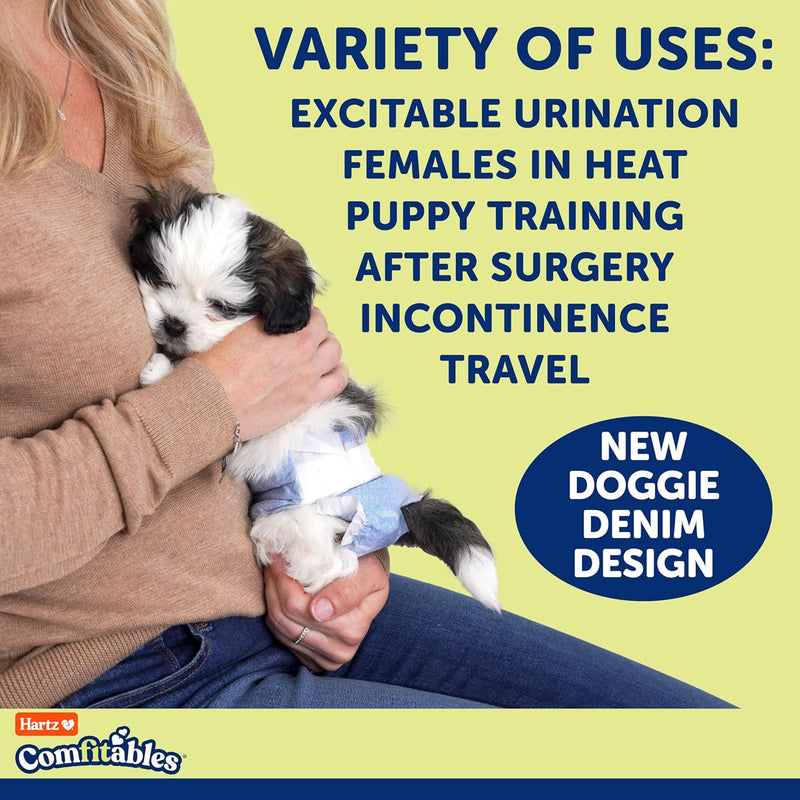 Hartz Disposable Dog Diapers, Size M 32 count, Comfortable & Secure Fit, Easy to Put On | Comfortable & Secure Fit, Easy to Put On, Super Absorbent, Breathable Material, Adjustable Tail Hole, Male & Female Diaper