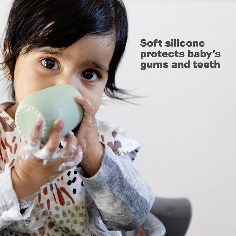 ezpz Tiny Cup (Sage) - 4 months+ - 100% Silicone Training Cup for Infants - Designed by a Pediatric Feeding Specialist - Baby-Led Weaning Essentials & Baby Gifts