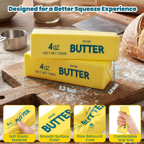 Butter Squishy Slow Rising Squeeze Toy, Soft Stretchy Butter Stick Squishies, Sensory Fidget Toy for Stress & Anxiety Relief, Desk Decor, Party Favor Birthday Gift for Teens & Adults (Yellow)