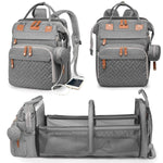Baby Diaper Bag with Changing Station, Waterproof Diaper Bag Backpack for Moms Dads with USB Charging Port, Baby Shower Gifts, Baby essentials,Grey