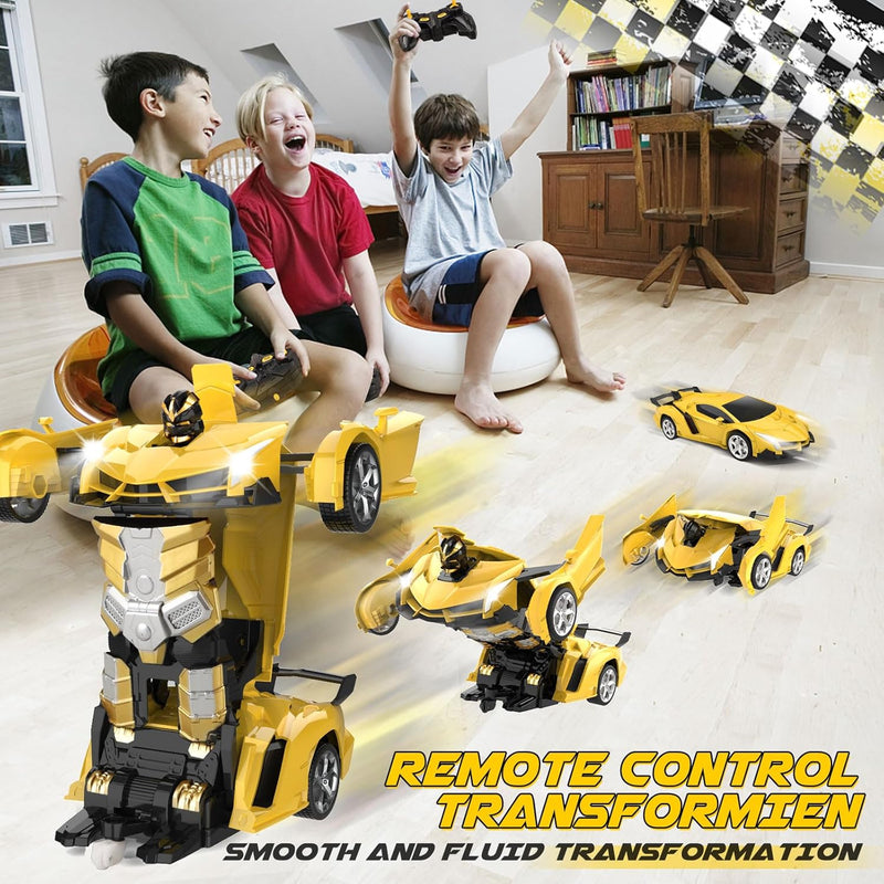 Transform Remote Control Car Toy for Kids 4-8, 2.4GHz RC Car with 360° Rotation and One-Key Transformation