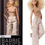Barbie Basics Model Collector Fashion Doll 06 with Brunette Hair, Shimmery Golden Skirt & Halter, Universal-fit Fashions, Posable Body