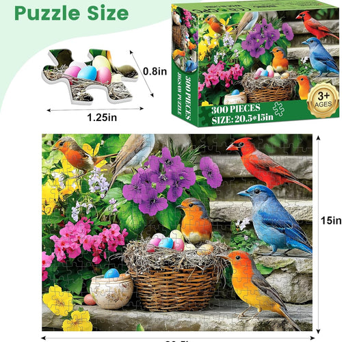 300-Piece Colorful Hummingbird Jigsaw Puzzle for Adults, 20.5x15 in
