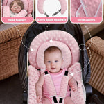 BOMOLOUR Infant Car Seat Insert for Baby Head Body Support, Pink | Reversible, Adjustable For 0-24 Months, Versatile Fits For Baby Car Seat ,Stroller, Swing, For Preemie, Newborn, Infant