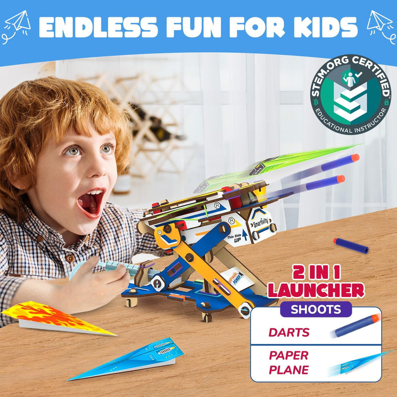 Smartivity DIY 2in1 Hydraulic Paper Airplanes & Darts Launcher STEM Toy for Kids Ages 6-12
