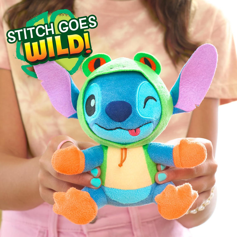 Disney Stitch Goes Wild Small Plush - Stitch Frog, Soft Collectible Plush Stuffed Animal Toy with Wild Details, Cute & Fluffy, for Kids, Fans & Collectors by Just Play
