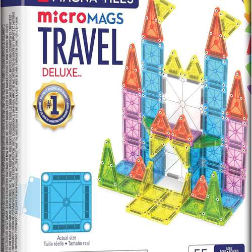 MAGNA-TILES microMAGS Travel Set Deluxe 55-Piece Magnetic Construction Set, The Original Magnetic Building Brand