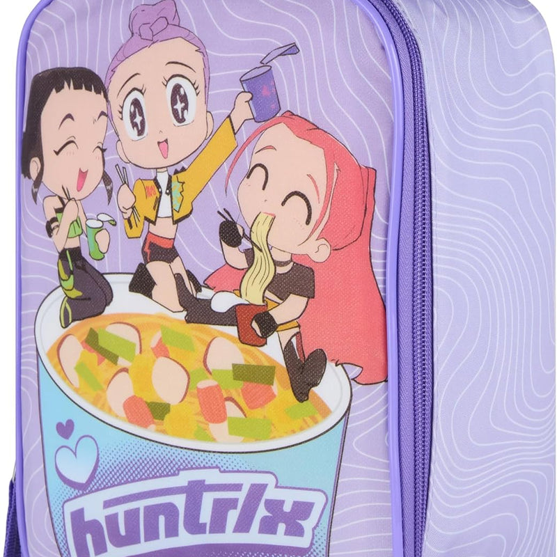 K-Pop Demon Hunters Huntrix Fueled by Ramyeon Lunch Box, Full Zip Around Insulated Lunch Tote Bag For Hot and Cold Food, Purple