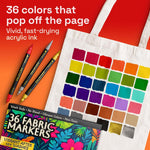 ARTISTRO 36 Fabric Markers for Clothes and Textiles – Permanent No-Bleed Fabric Decorating Kit for T-Shirts, Bags, Canvas, Shoes, and Crafts