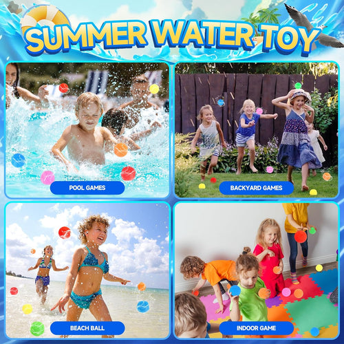 BEFANS 60 Pcs Reusable Water Balls, Reusable Water Balloons for Outdoor Toys and Games, Water Toys for Kids and Adults Boys and Girls - Summer Toys Ball for Pool and Backyard Fun