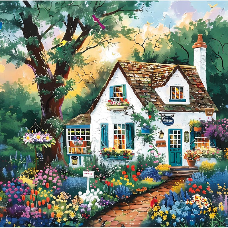 J.Biley 500 Piece Spring Street Jigsaw Puzzle for Adults & Teens, Blooming City Scene, Premium Recycled Cardboard, Anti-Glare HD Print, Letter-Coded Back, 20.5x15 Inch.