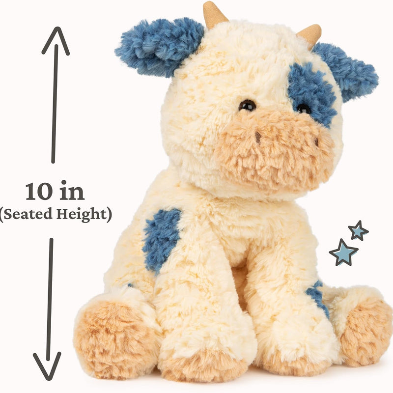 GUND Cozys Collection Cow, Stuffed Animal for Ages 0 and Up, Spring Decor Plush Toy, Cream/Blue, 10”