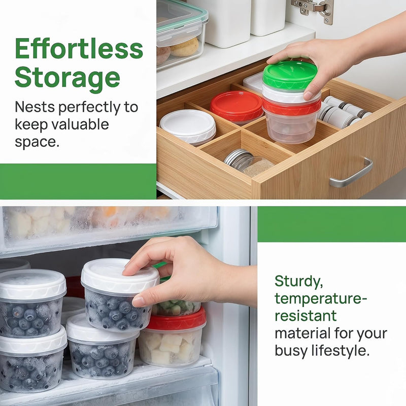 8oz Small Plastic Freezer Food Containers with Lids, 1 Cup, 12pcs | Airtight & BPA-free for fresh food. Dishwasher/freezer safe, perfect for daily meal prep, portion control,snacks on-the-go.