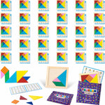 BONNYCO Wooden Tangram Puzzle Set of 30 for Kids Birthday Party Favors