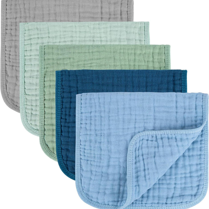 MIGIOL Baby Burp Cloths 100% Cotton Newborn Muslin Burp Cloths 10x20 inches Baby Essentials Pink & Coffee 5-Pack