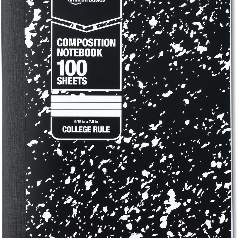 Amazon Basics Composition Notebook, College Ruled, 100 Sheets, 9.75" x 7.5", Assorted Marble Colors, 4-Pack