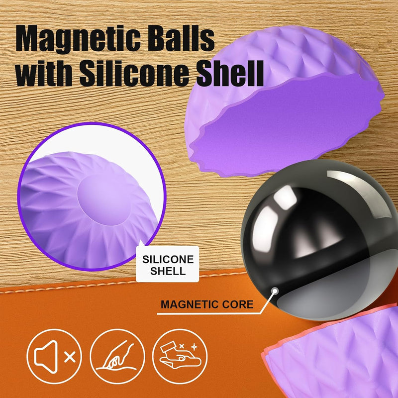 Silicone Magnetic Balls, Fidget Toys, 6-Pack Stress Relief Toys for Adults, Teens, Sensory Toy for Fingers Hands, Quiet Office Desk Toys with Textures, Magnet Fidget Fun Gift (Purple)