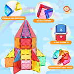 Mruikeny Magnetic Tiles Building Blocks for 3 4 5 6 7 8+ Years Old Boys Girls Colorful Magnet Stacking Toys Birthday Gift for Toddlers STEM Preschool Educational Construction Tiles Set